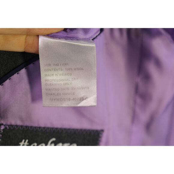 Custom Made Gray Herringbone 2-Btn Blazer Jacket 42R - Picture 10 of 10